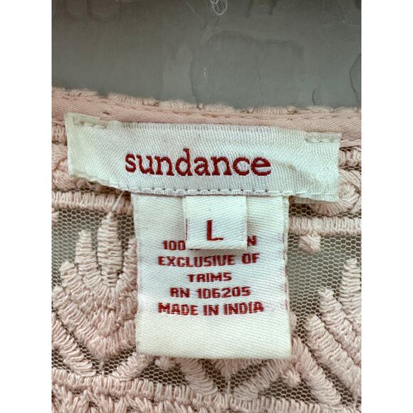 SUNDANCE | Blush Pink Boho Embroidered Lace Sheer Tunic Top | Size Large - Picture 5 of 7